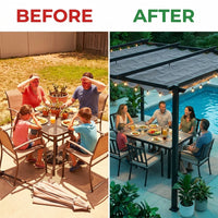 10'X12' Retractable Pergola, Outdoor Pergolas for Patio Covers for Shade and Rain, Aluminum Pergola Canopy Gazebo for Backyard, Deck, Garden — Before & After