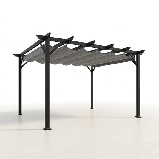 10'X12' Retractable Pergola, Outdoor Pergolas for Patio Covers for Shade and Rain, Aluminum Pergola Canopy Gazebo for Backyard, Deck, Garden — Studio Shot