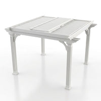 144"L X 144"W X 104"H Vinyl Camelot Louvered Pergola, White, VA42070 — Studio Shot