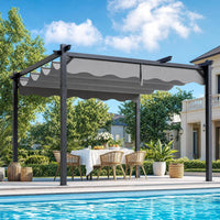 10'X12' Retractable Pergola, Outdoor Pergolas for Patio Covers for Shade and Rain, Aluminum Pergola Canopy Gazebo for Backyard, Deck, Garden