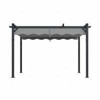 Retractable Pergola Built for Year-Round Outdoor Use, 10x12 Aluminum Frame, Wave Canopy, Magnetic Locking