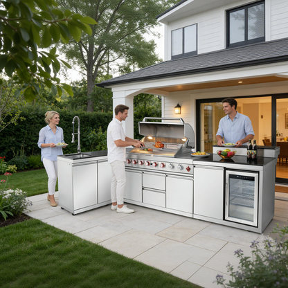 Outdoor Kitchen Island with 6+1 Burner Propane BBQ Grill – Stainless Steel