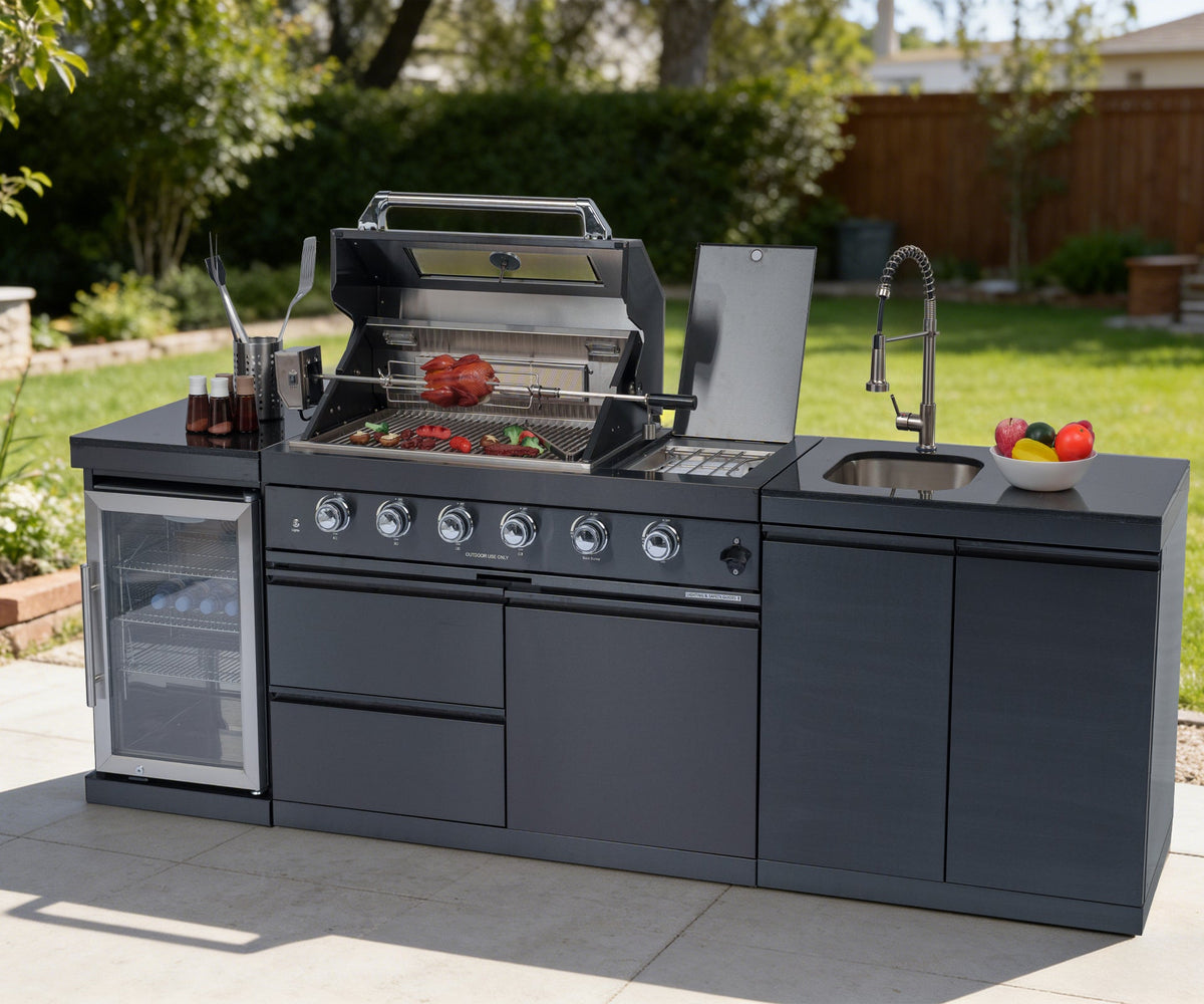 46-Inch Stainless Steel Outdoor Kitchen Barbecue Island Grill with Wine Cooler - Silver