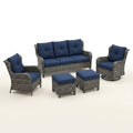 Outdoor Patio Conversation Set Built for All-Weather Use, Steel Frame, High-Density Cushions, 6 Piece Set