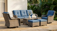 Patio Furniture Set 6-Piece Outdoor Patio Conversation Set with Blue Cushions Lawn Furniture — Lifestyle