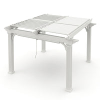 Vinyl Louvered Pergola Engineered for All-Weather Use, Adjustable Louver System, 12x12 Foot Coverage, Premium White Finish — Studio Shot