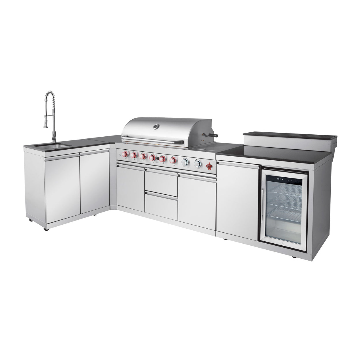 Outdoor Kitchen Island with 6+1 Burner Propane BBQ Grill – Stainless Steel