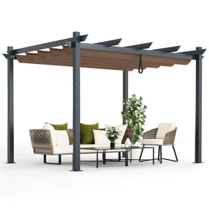 10 X 12 Feet Outdoor Aluminum Retractable Pergola Canopy Shelter Grape Trellis