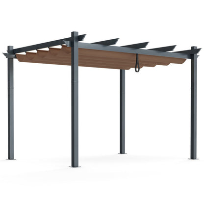 10 X 12 Feet Outdoor Aluminum Retractable Pergola Canopy Shelter Grape Trellis