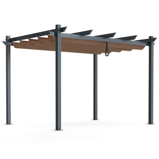 10 X 12 Feet Outdoor Aluminum Retractable Pergola Canopy Shelter Grape Trellis